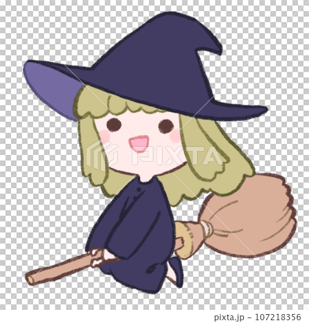 ほうきに乗った魔女のイラスト素材 [107218356] - PIXTA
