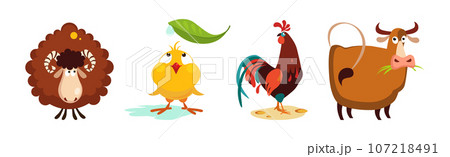 Funny Animal and Comic Creature Character Vector Set 107218491