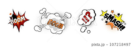 Comic Sound Effect and Pop Art Cloud Vector Set 107218497