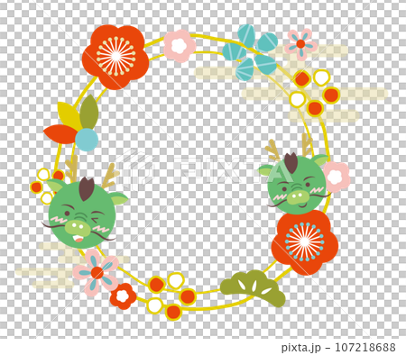 Gorgeous New Year's frame of dragon and plum blossoms Year of the Dragon Zodiac New Year's card Gorgeous New Year's frame of dragon and plum blossoms Year of the Dragon Zodiac New Year's card 107218688