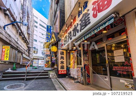 日本の横浜都市景観 9月。横浜駅前の「横浜駅西口　ゴールデン街」（横浜駅西口五番街商店会）などを望む 107219525