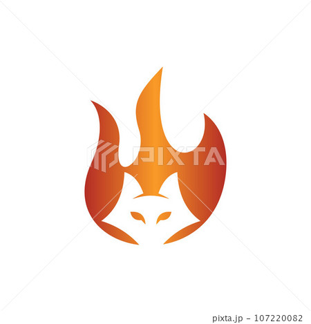 Fox head with fire burn modern logoのイラスト素材 [107220082] - PIXTA