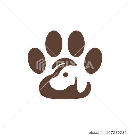 Dog head with paw modern logo 107220225
