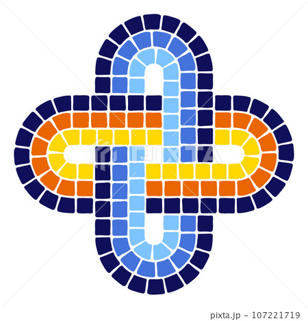 Decorative mosaic element. Ceramic antique stone ornament. 107221719