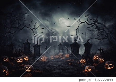 Several pumpkins on a dark fear background. Several pumpkins on a dark fear background. 107222044