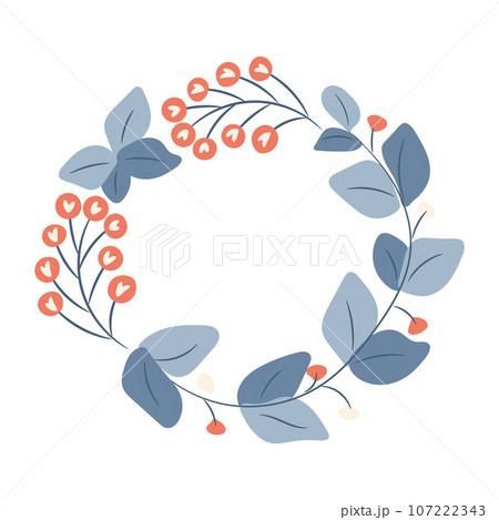 Abstract foliage wreath. Vector illustration. 107222343