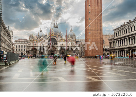 The St. Mark's Square in Venice during Bad Weather and High Tide, Venice 107222610