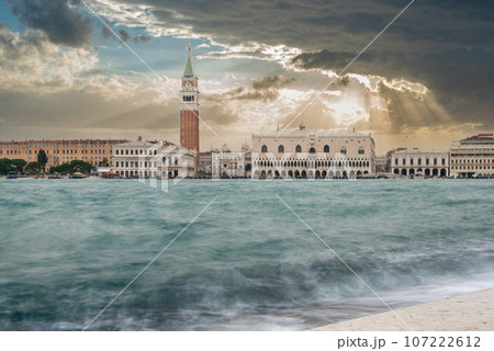 The St. Mark's Square in Venice during Bad Weather and High Tide The St. Mark's Square in Venice during Bad Weather and High Tide 107222612