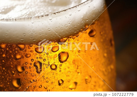 close-up of a chilled beer can dripping with condensation 107222779