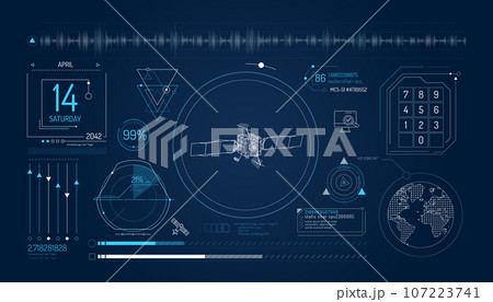 Set of infographic elements about satellite data entry. 107223741