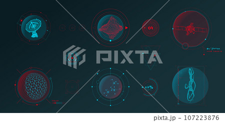 Circular vector infographic elements for sci-fi interface. 107223876