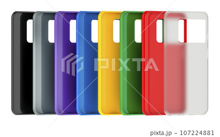 Colored Silicone Cases for smartphones. Mobile phone cases, 3D rendering 107224881