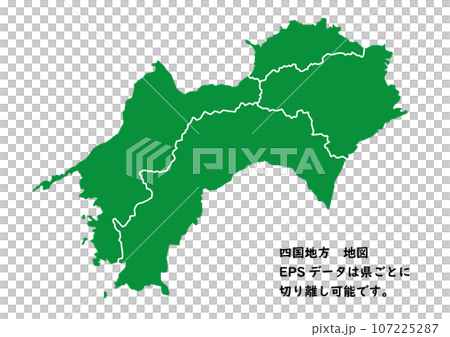 Prefectural map Shikoku region boundary lines 107225287