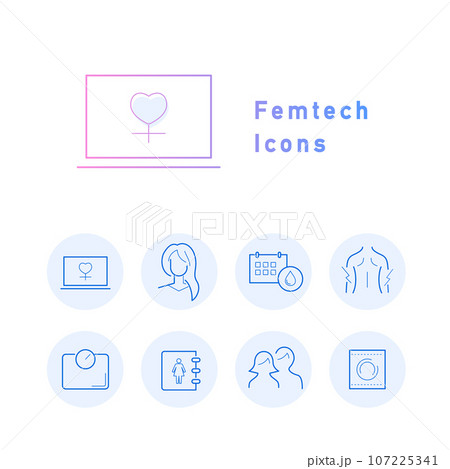 フェムテックのカラーアイコンセット フェムテックのカラーアイコンセット 107225341
