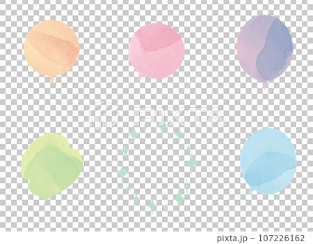 Hand-drawn speech bubble set watercolor style Hand-drawn speech bubble set watercolor style 107226162