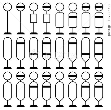 モノクロのバス停のベクターアイコンセット 107226300