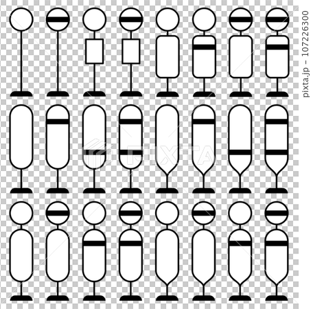 モノクロのバス停のベクターアイコンセット 107226300