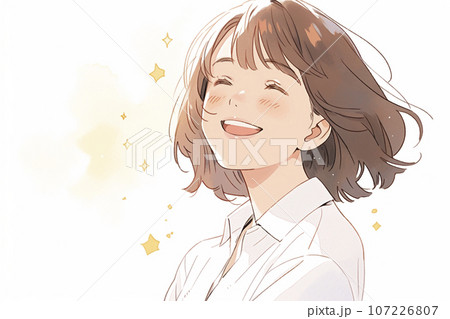 白背景に日本人女性ビジネスパーソンのイラスト「AI生成画像」 107226807