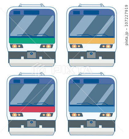 電車正面のイラスト【列車・運転席・トレイン・鉄道・先頭車両】 107227919