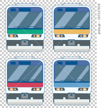 電車正面のイラスト【列車・運転席・トレイン・鉄道・先頭車両】 107227919