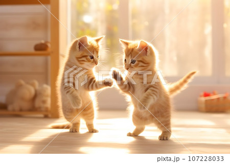 じゃれあう子猫2　AI生成画像 107228033