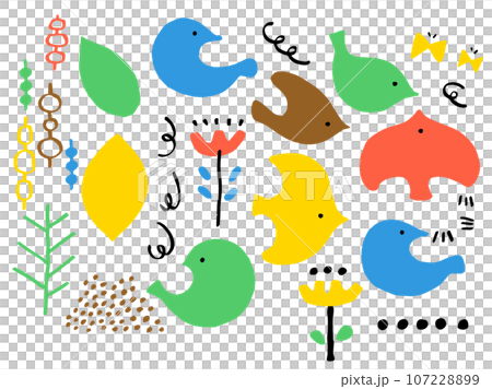 Scandinavian style cute bird set / handwritten illustration material Scandinavian style cute bird set / handwritten illustration material 107228899