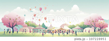 春のフェスティバルやイベントのイラスト背景素材「AI生成画像」 107228951