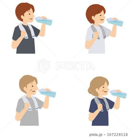 水分補給する人物のイラスト 水分補給する人物のイラスト 107229118