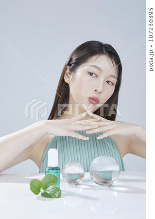 beauty concept photo of korean asain beautiful woman with cosmetic 107230395