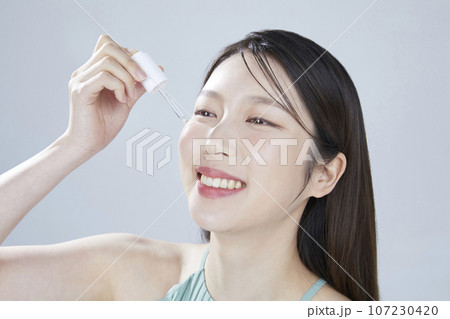 beauty concept photo of korean asain beautiful woman with cosmetic 107230420