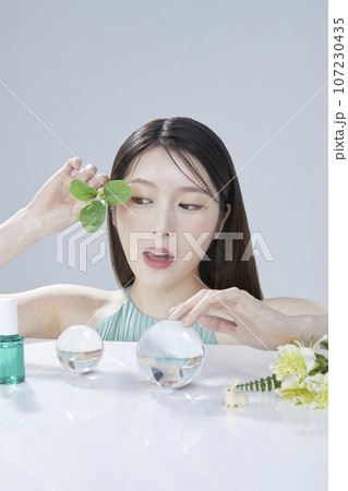 beauty concept photo of korean asain beautiful woman with cosmetic 107230435