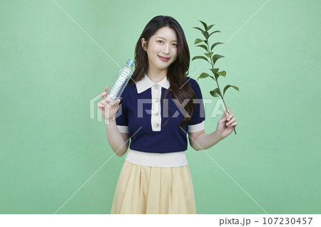 beauty concept photo of korean asain beautiful woman with recycling clothing 107230457