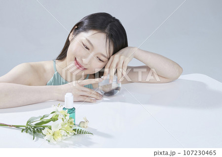 beauty concept photo of korean asain beautiful woman with cosmetic 107230465