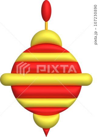 3D illustration Spinning top toy spinning game.Kids toys minimal style. 3D illustration Spinning top toy spinning game.Kids toys minimal style. 107230890