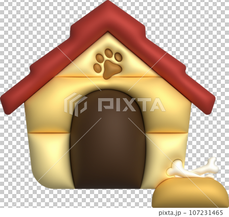 3D illustration bed for a pet, dog or cat. cute beds for your favorite pets, basket for rest. minimal style. 107231465