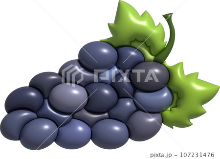3D illustration Bunch of grapes and grape leaves. minimal style. 107231476