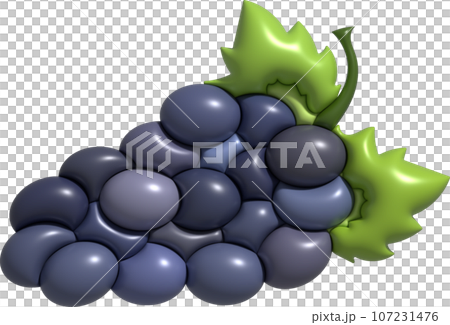 3D illustration Bunch of grapes and grape leaves. minimal style. 107231476