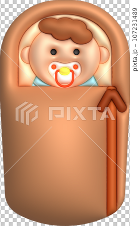 3D illustration newborn sleeping baby wrapped in a blanket.Pillow and blanket for child. minimal style. 3D illustration newborn sleeping baby wrapped in a blanket.Pillow and blanket for child. minimal style. 107231489