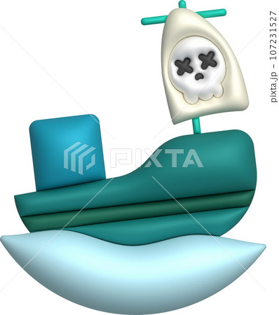 3D illustration toy pirate ship sailship, pirate galleon, cruise, fishing trawler. minimal style. 3D illustration toy pirate ship sailship, pirate galleon, cruise, fishing trawler. minimal style. 107231527