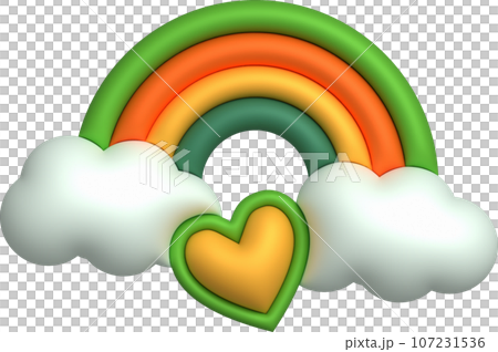 3D illustration Color Rainbow, cloud and heart. minimal style. 3D illustration Color Rainbow, cloud and heart. minimal style. 107231536