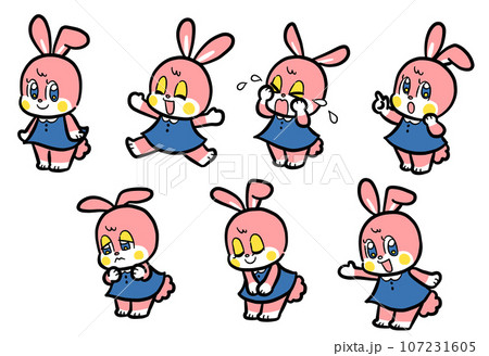 レトロなウサギ(表情違いセット) レトロなウサギ(表情違いセット) 107231605