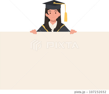 Education & Graduation concept. happy Young Graduate with Board Sign. Education & Graduation concept. happy Young Graduate with Board Sign. 107232032