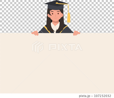 Education & Graduation concept. happy Young Graduate with Board Sign. Education & Graduation concept. happy Young Graduate with Board Sign. 107232032
