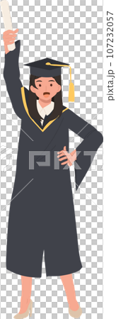 education, graduation and people concept. Smiling Graduating Student in Cap and Gown.Celebrating Success in Education 107232057