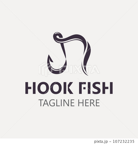 Hook Fishing logo simple and modern vintage rustic vector design style template illustration 107232235