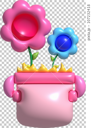 3D illustration potted sunflower Botanical floral. Yellow summer flower. minimal style. 3D illustration potted sunflower Botanical floral. Yellow summer flower. minimal style. 107232418