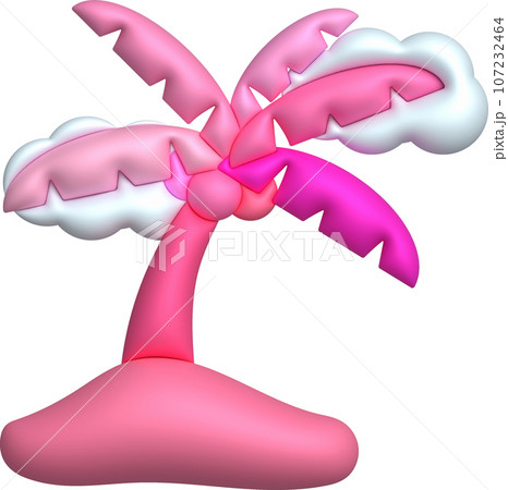 3d illustration coconut trees and clouds 107232464