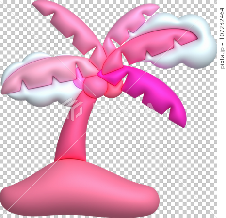 3d illustration coconut trees and clouds 107232464