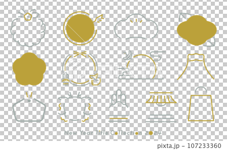 2024 Japanese modern, simple and stylish New Year/New Year's card lucky charm letter frame set with copy space 107233360