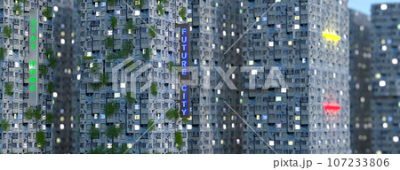 Neon night in a futuristic city. 3d rendering Neon night in a futuristic city. 3d rendering 107233806